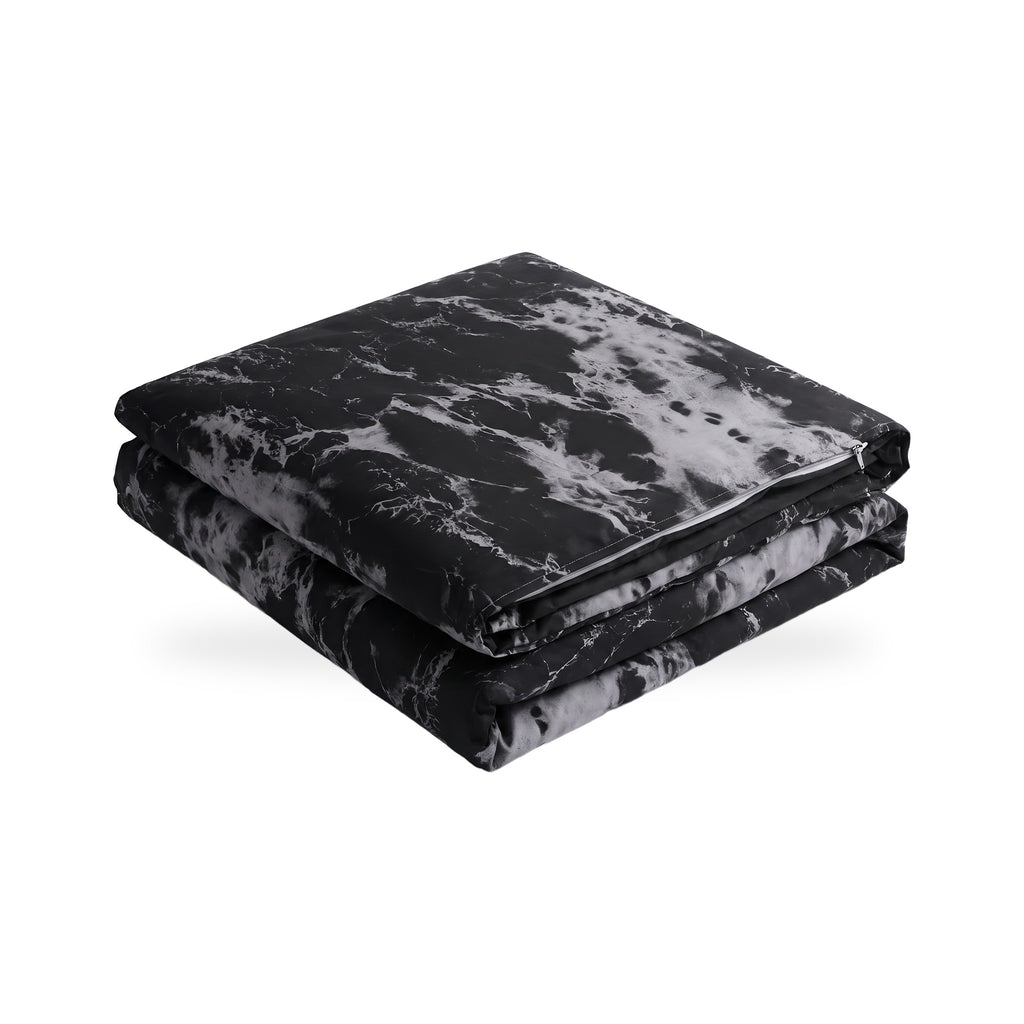 Black Marble Print Duvet Cover Set, 3 Pieces