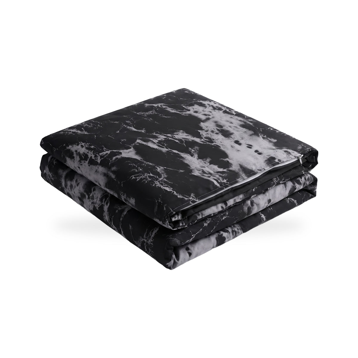 Black Marble Print Duvet Cover Set, 3 Pieces