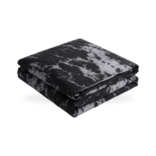 Black Marble Print Duvet Cover Set, 3 Pieces
