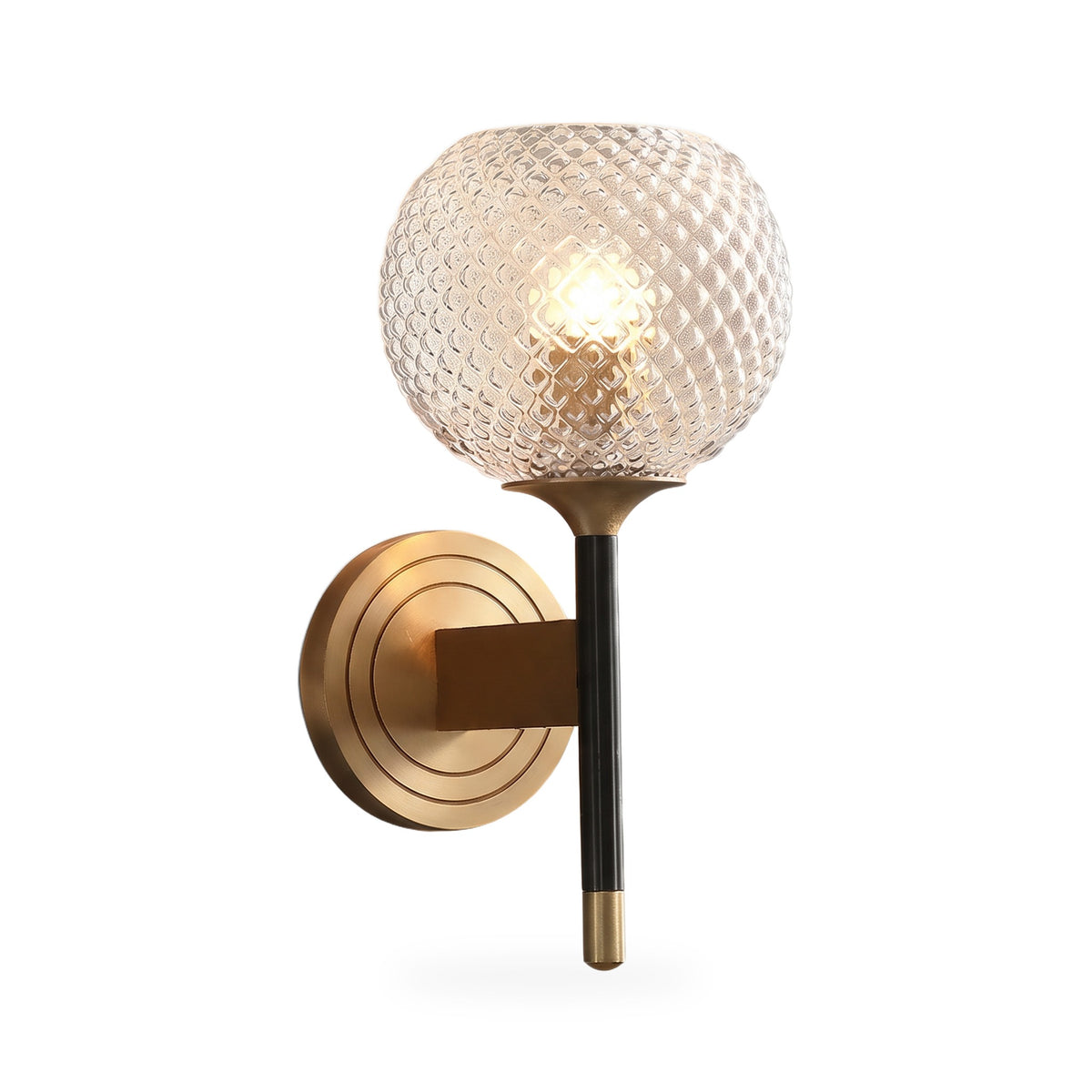 Hobnail Glass Globe Brass Wall Sconce