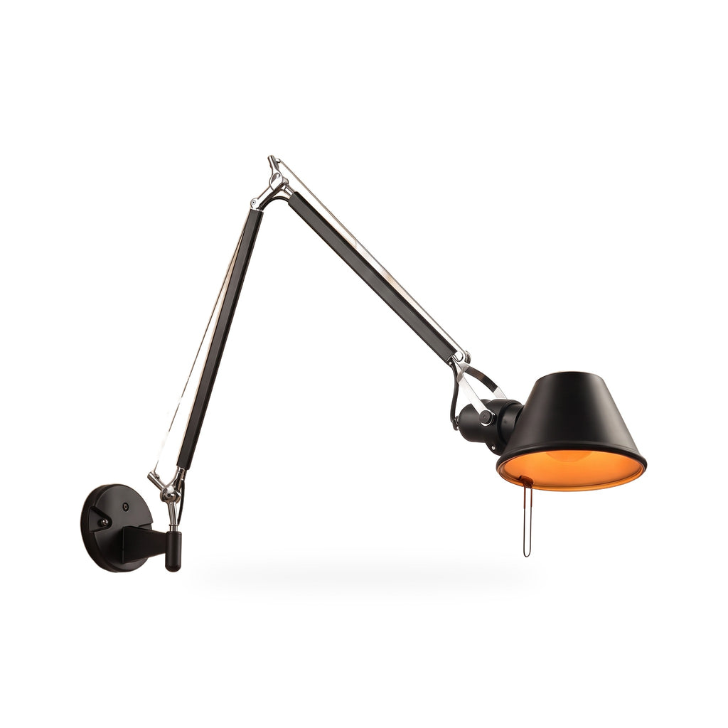 Extra-Long Swing Arm Cone Shade Wall Lamp