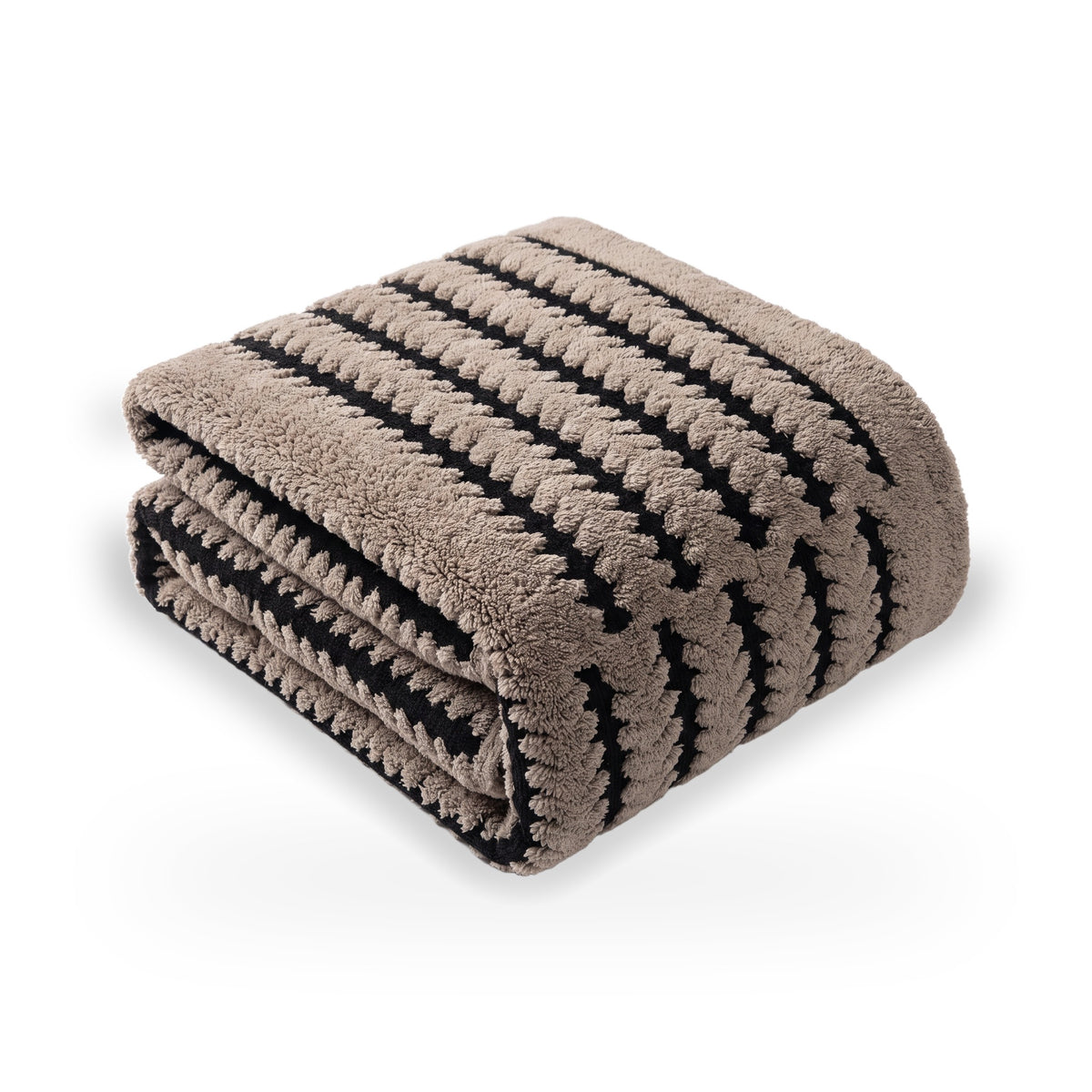 Tufted Striped Plush Sofa Cover Throw