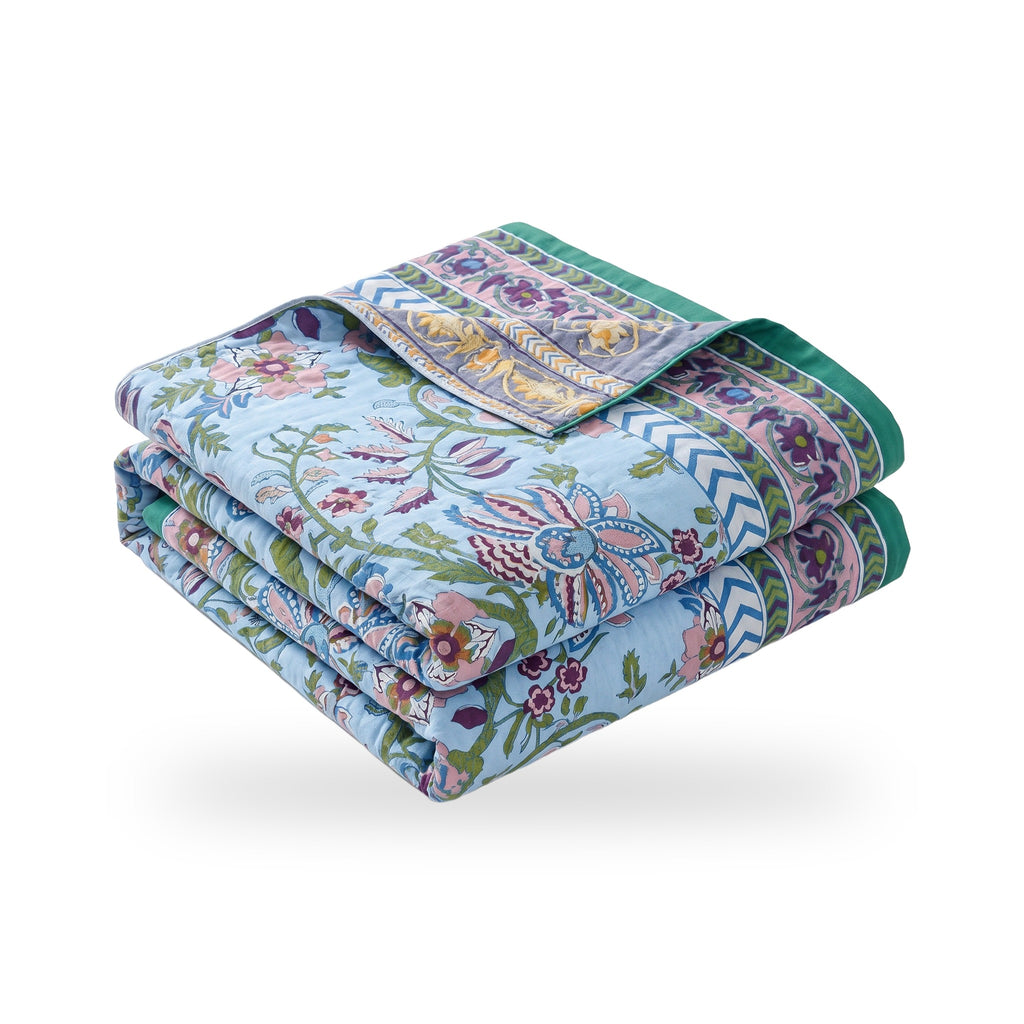 Vintage Floral Reversible Jacquard Cotton Bedspread
