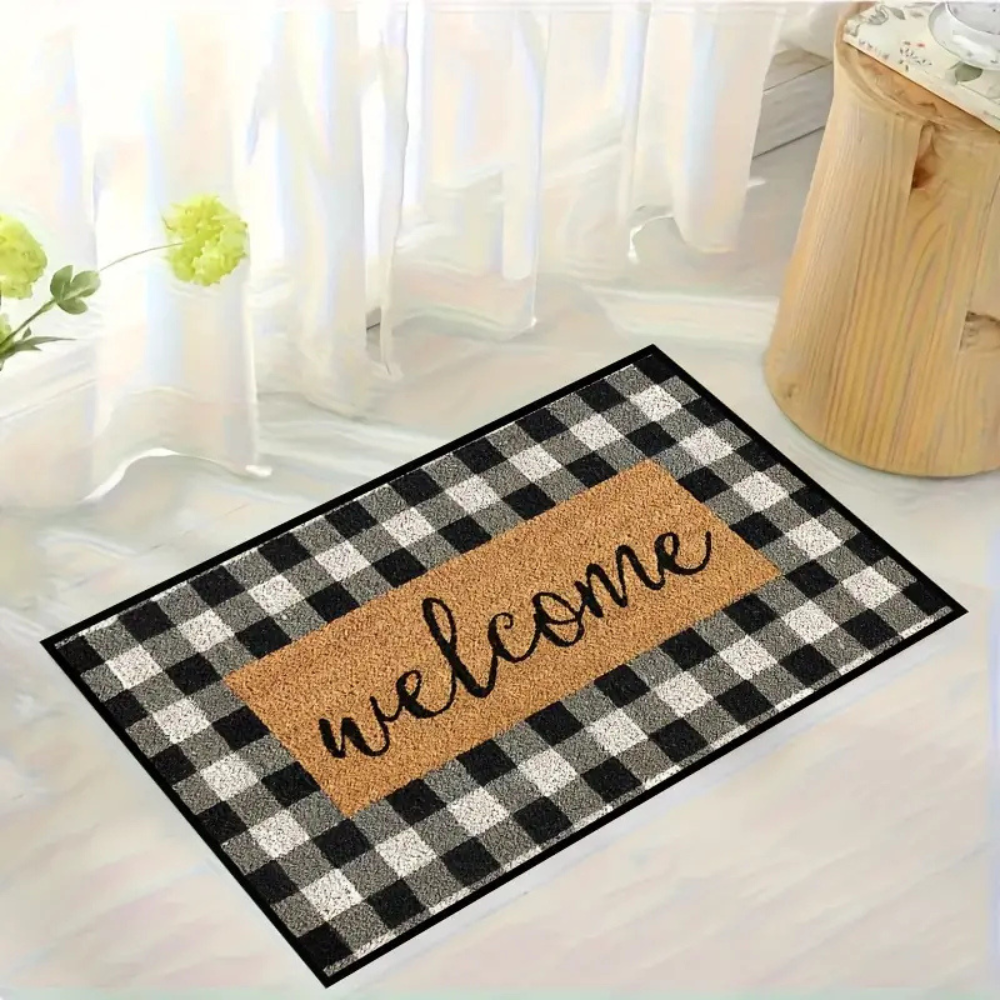 Buffalo Plaid Coir Welcome Mat