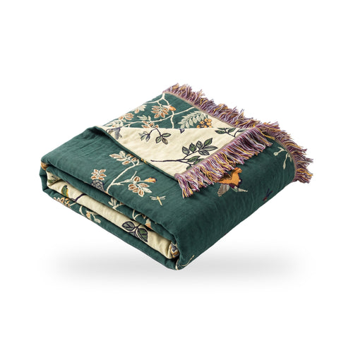 Botanical Branch Multi-Layer Cotton Gauze Jacquard Blanket