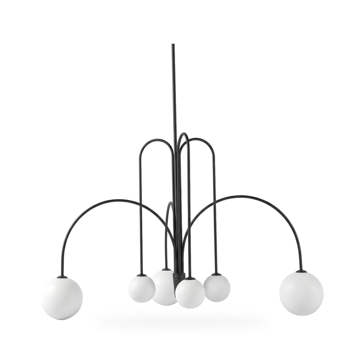 Arched Rod Opal Globe Chandelier