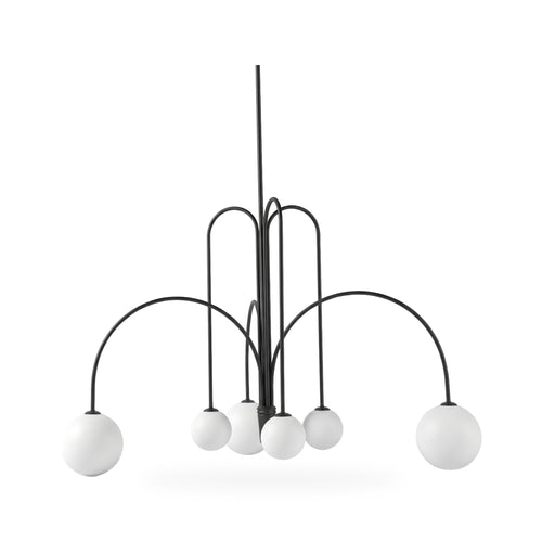 Arched Rod Opal Globe Chandelier