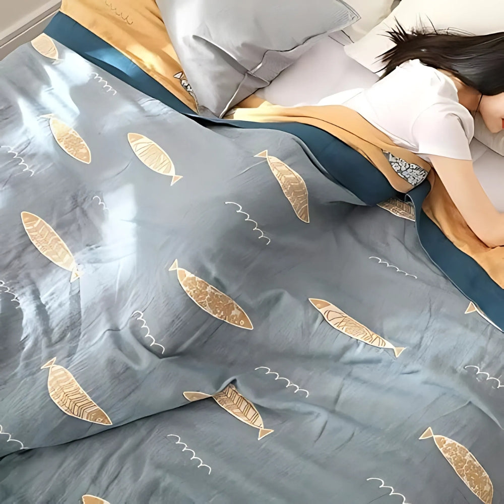 Golden Fish Jacquard Cotton Gauze Blanket