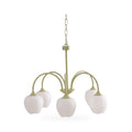 Ribbed Tulip Glass Curved Arm Chandelier