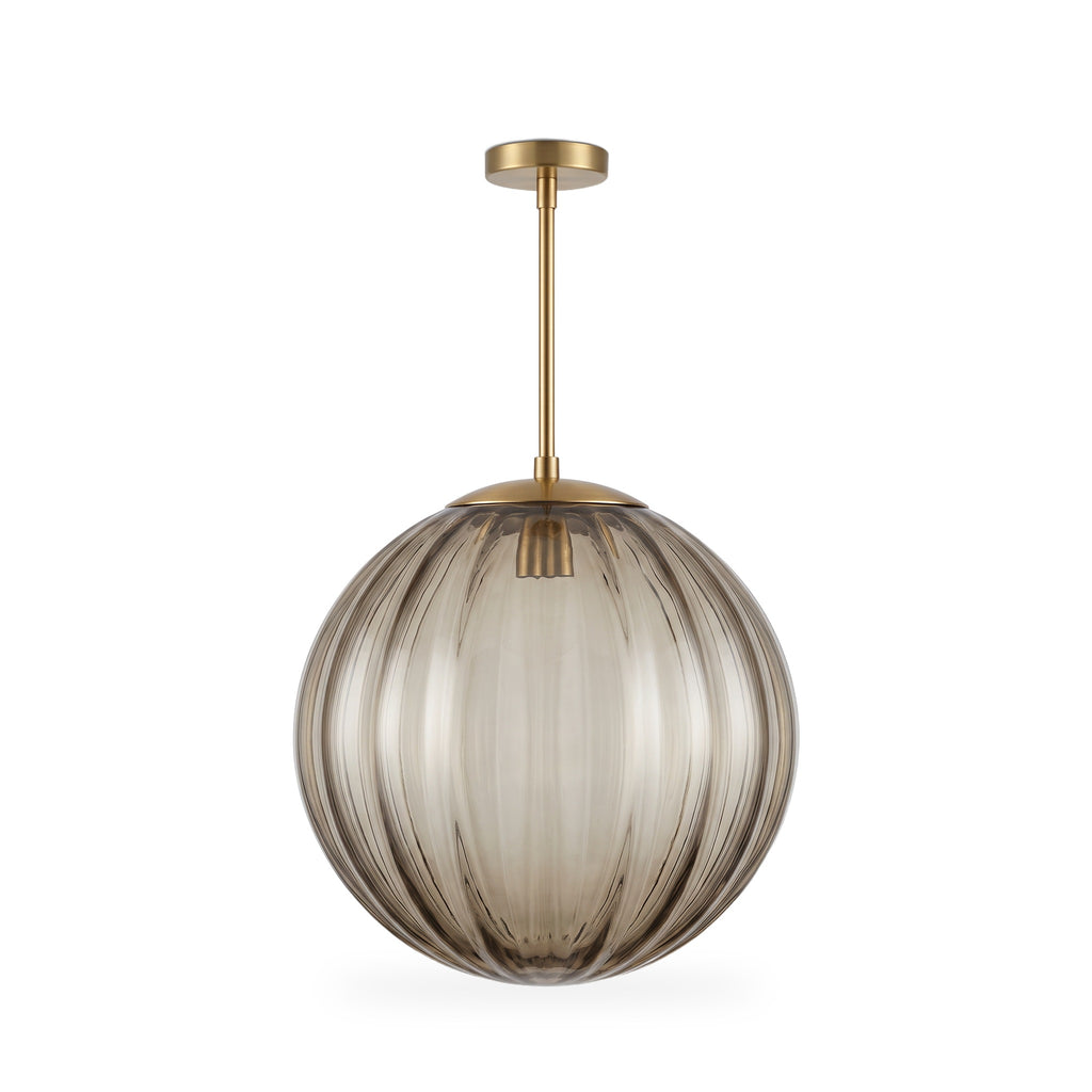 Ribbed Glass Globe Pendant Light