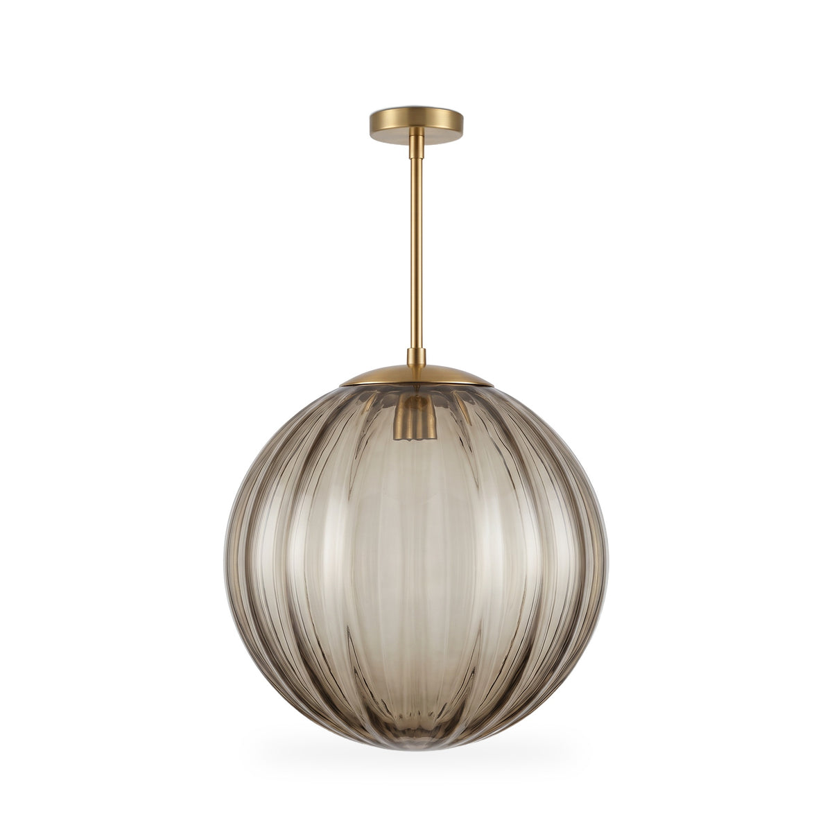 Ribbed Glass Globe Pendant Light