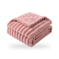 Ribbed Stripe Plush Throw Blanket