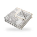 Line-Art Medallion Reversible Woven Cotton Jacquard Blanket