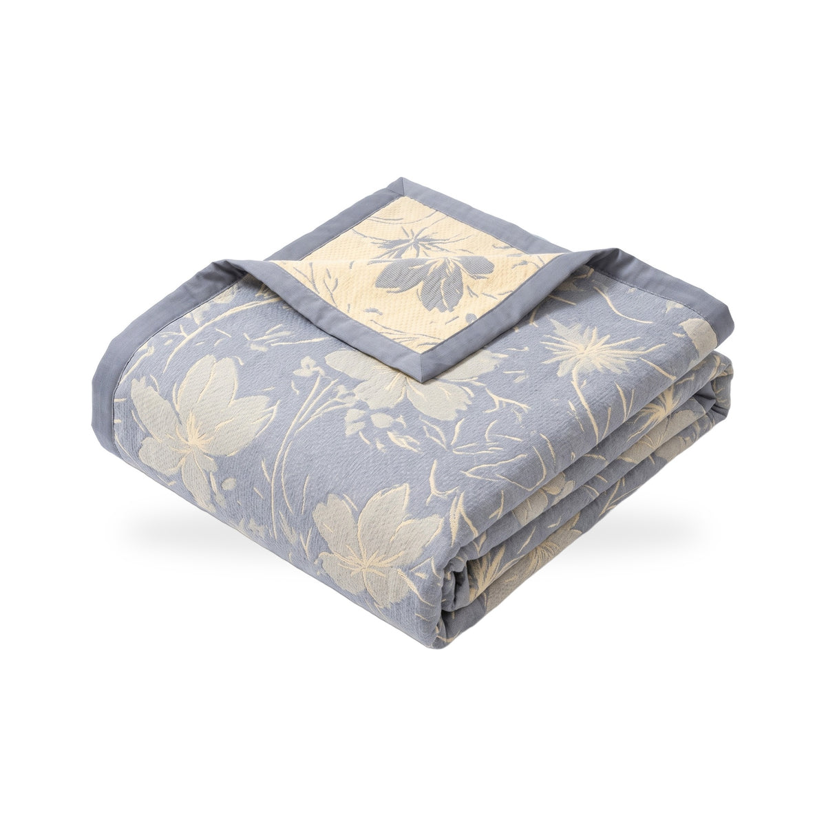 Gray Floral Triple-Layer Cotton Gauze Blanket