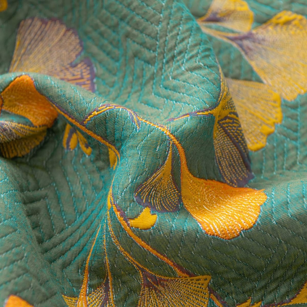 Ginkgo Leaf Jacquard Reversible Coverlet