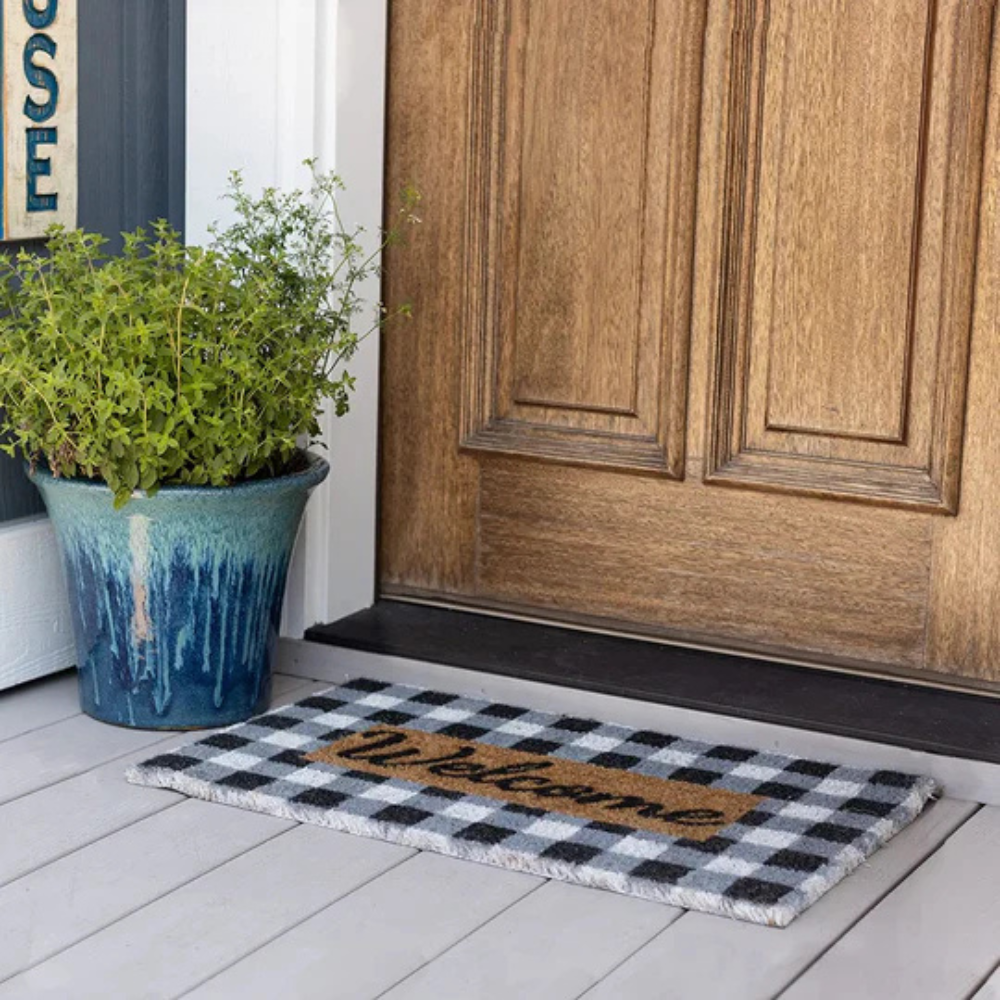 Buffalo Plaid Coir Welcome Mat