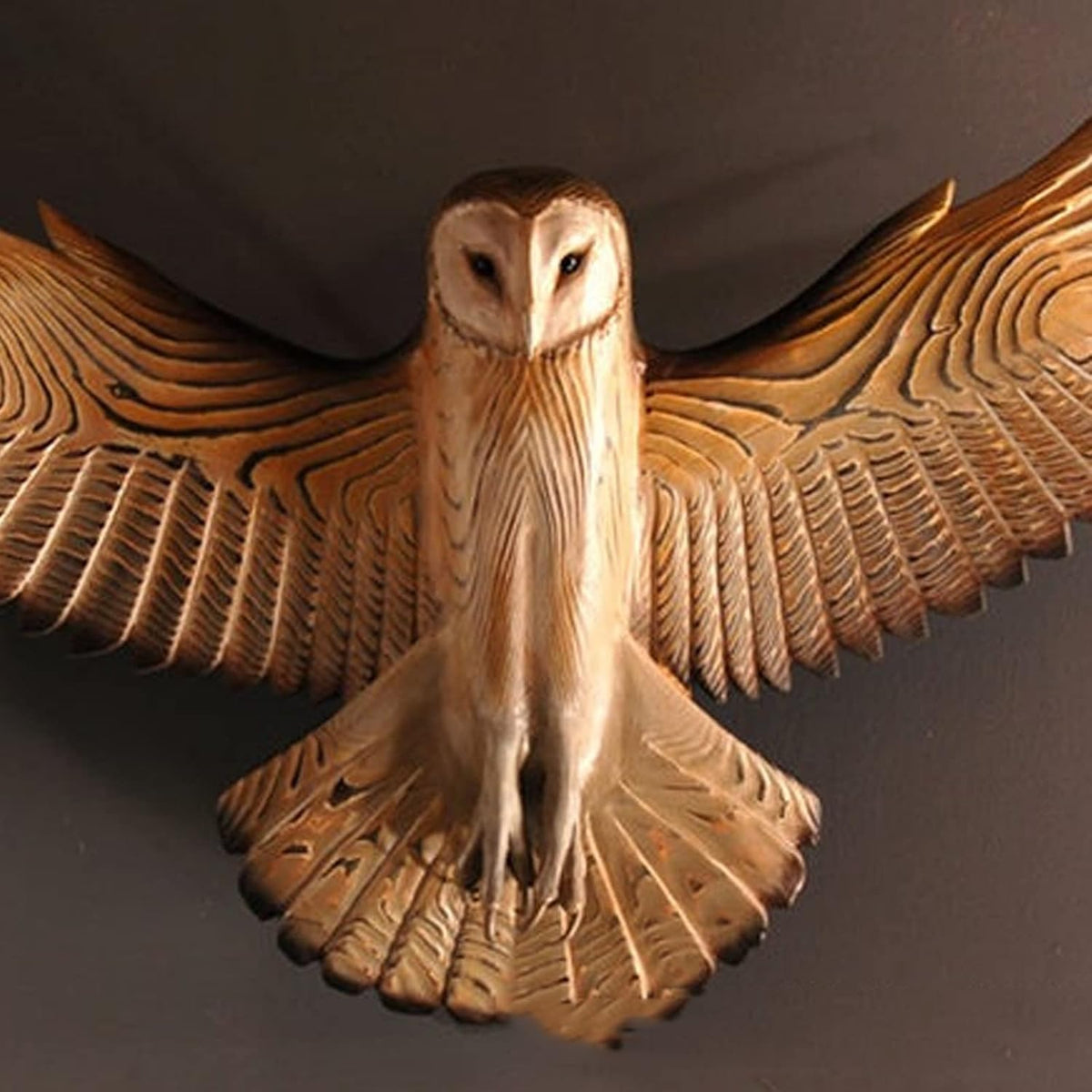 Carved Wood Barn Owl Wall Art