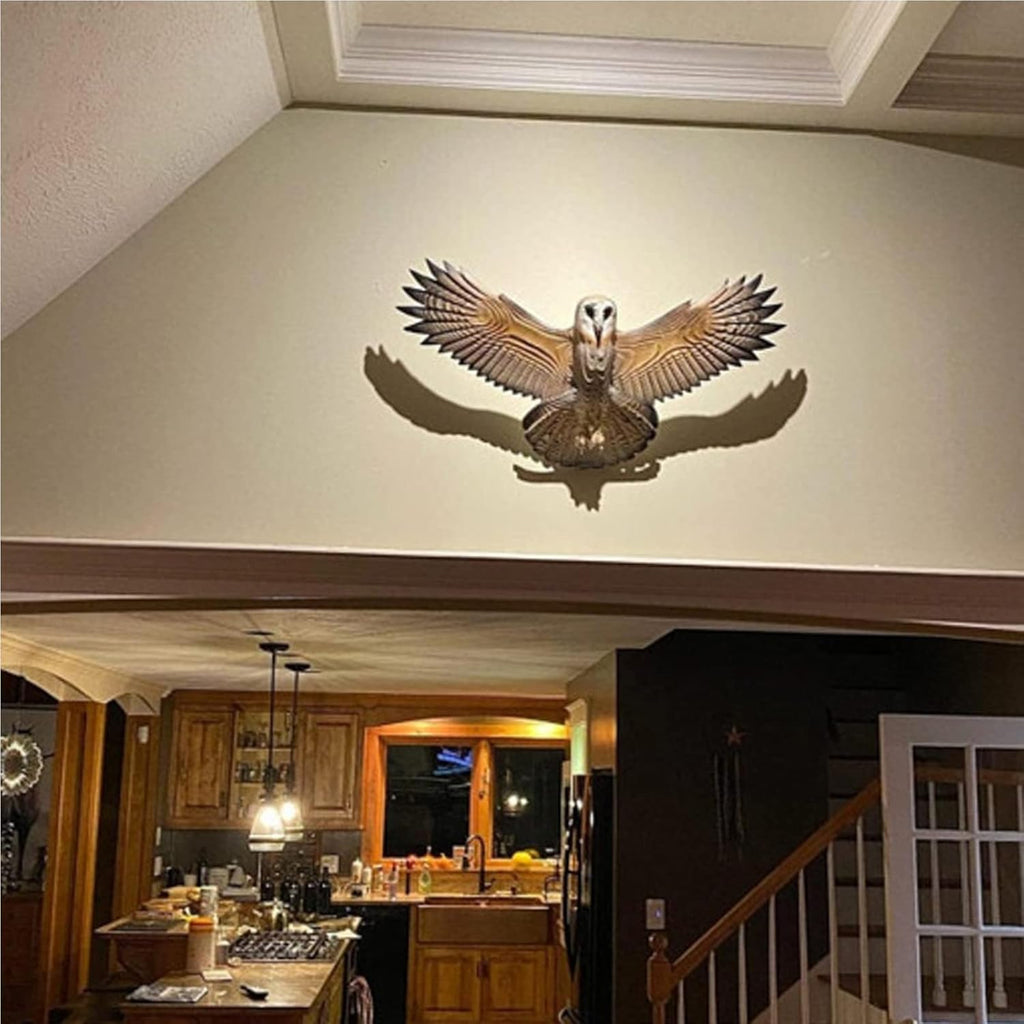 Carved Wood Barn Owl Wall Art