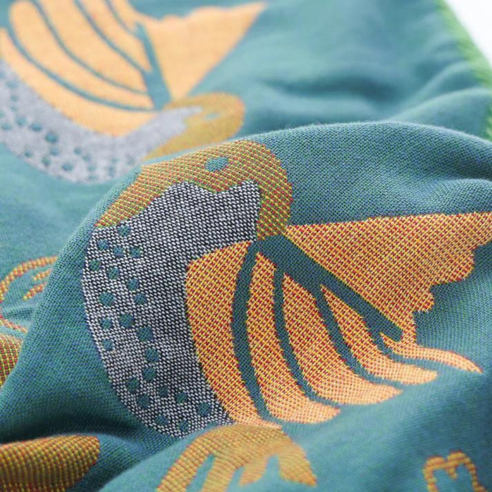 Jacquard Bird & Floral Cotton Pillowcase Set of 2