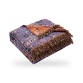 Peacock Feather Cotton Gauze Blanket with Fringe
