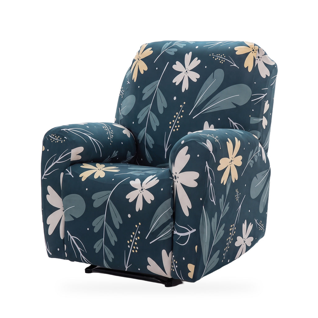 Botanical Print Stretch Recliner Cover with Two Pockets
