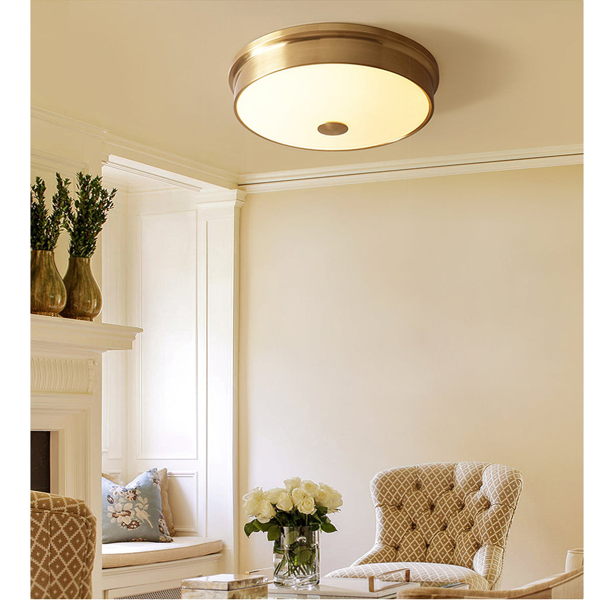 Slim Round Frosted Glass LED Flush Ceiling Light