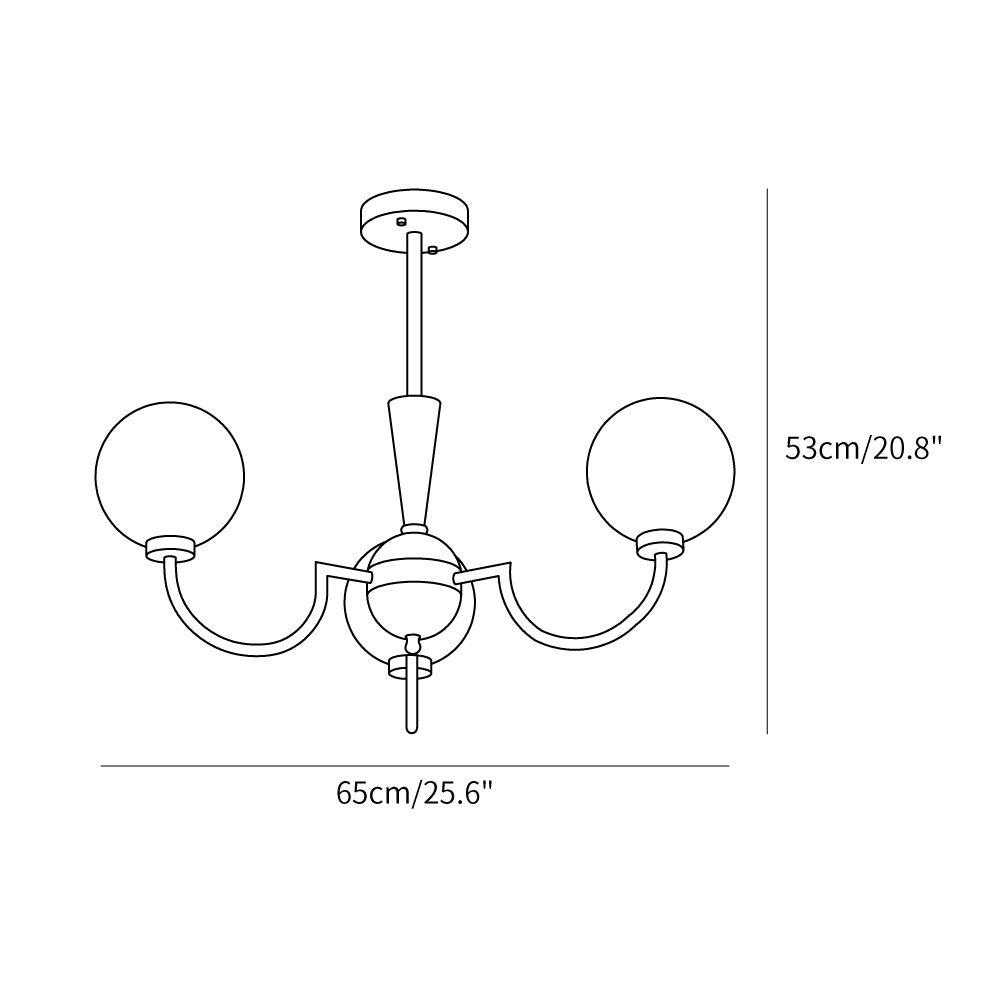 Three-Globe Frosted Glass Nickel Chandelier