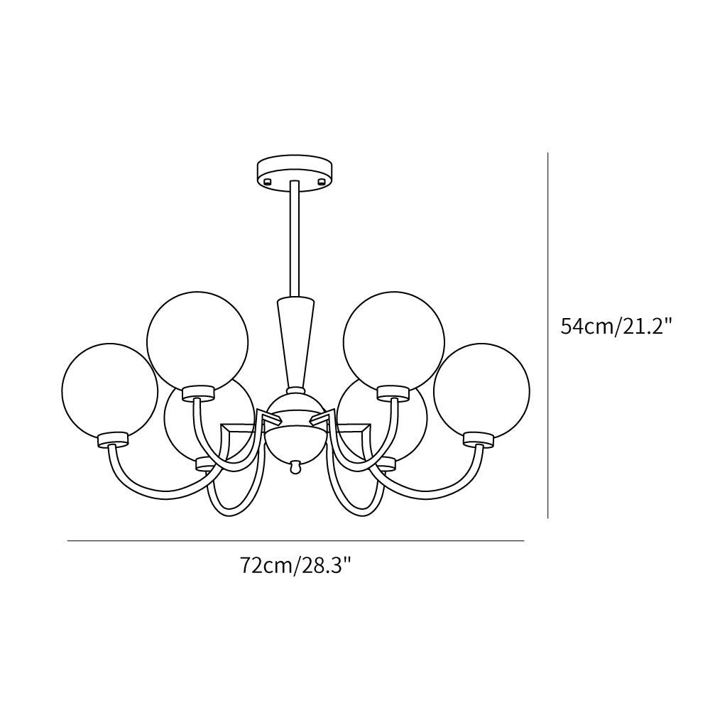 Three-Globe Frosted Glass Nickel Chandelier