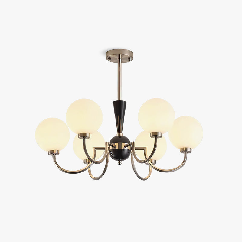 Three-Globe Frosted Glass Nickel Chandelier