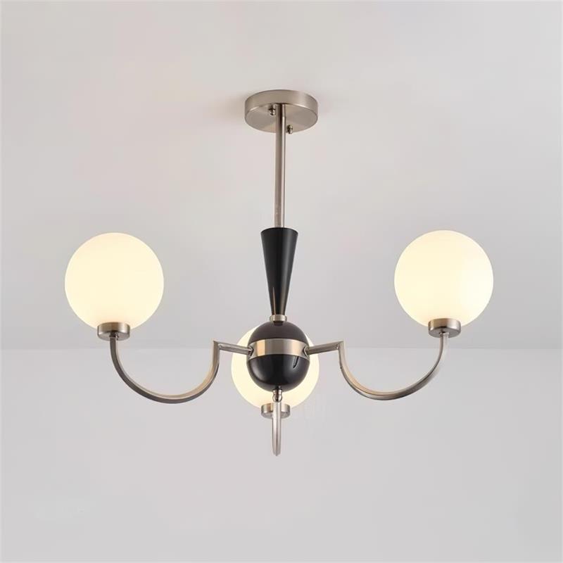 Three-Globe Frosted Glass Nickel Chandelier