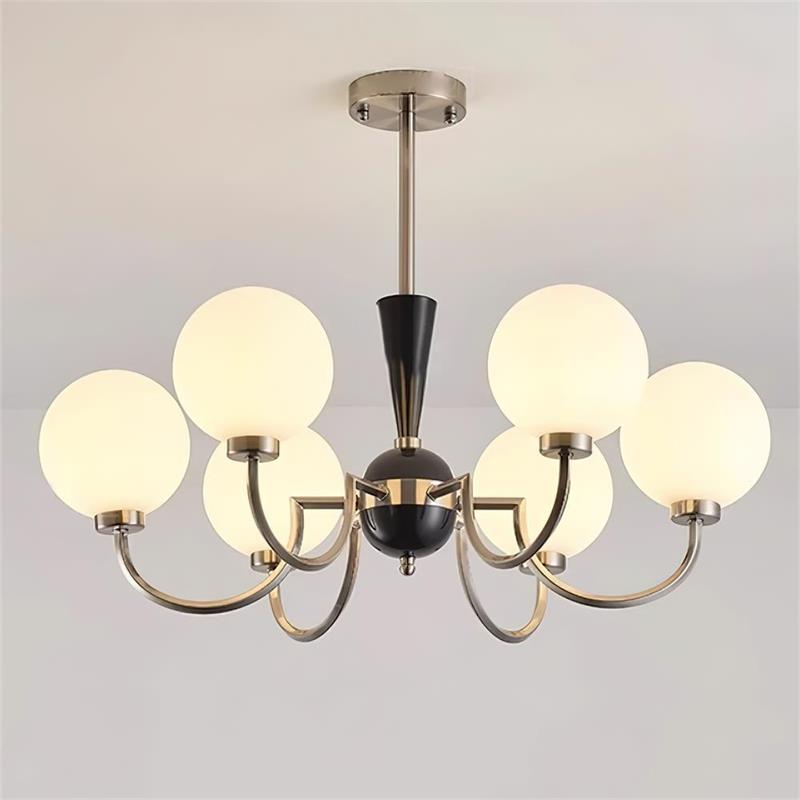 Three-Globe Frosted Glass Nickel Chandelier