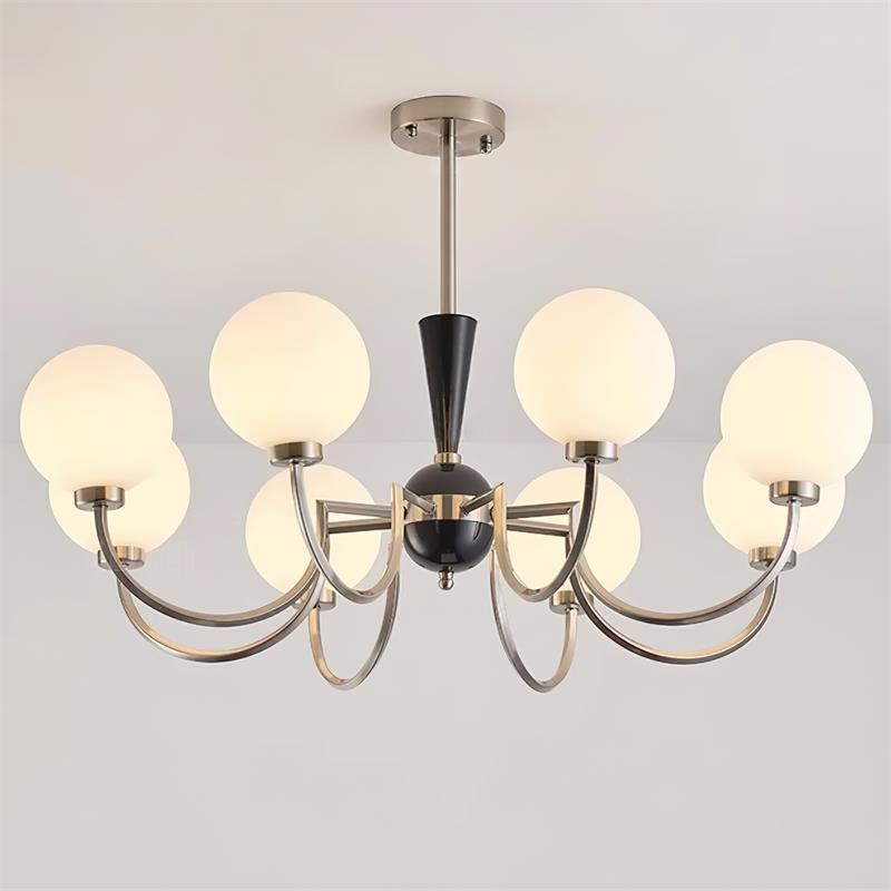 Three-Globe Frosted Glass Nickel Chandelier