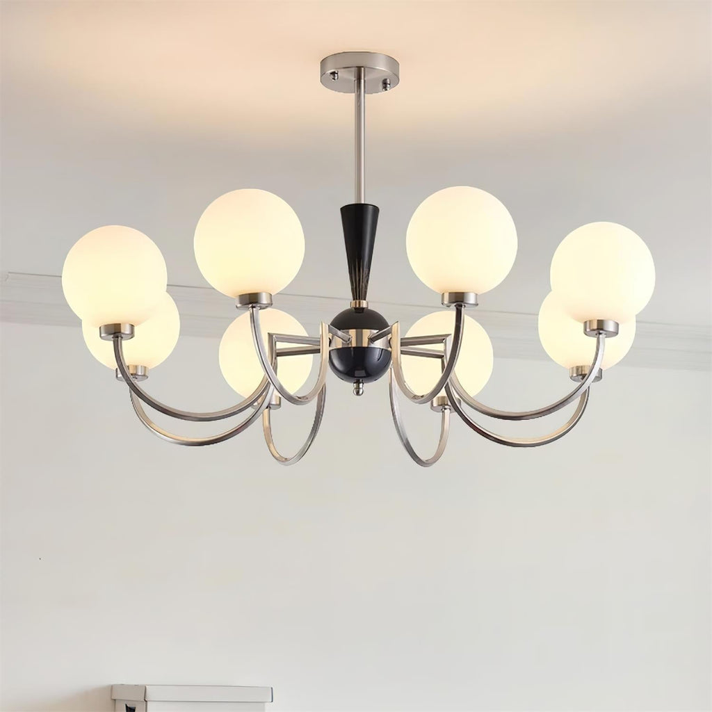 Three-Globe Frosted Glass Nickel Chandelier