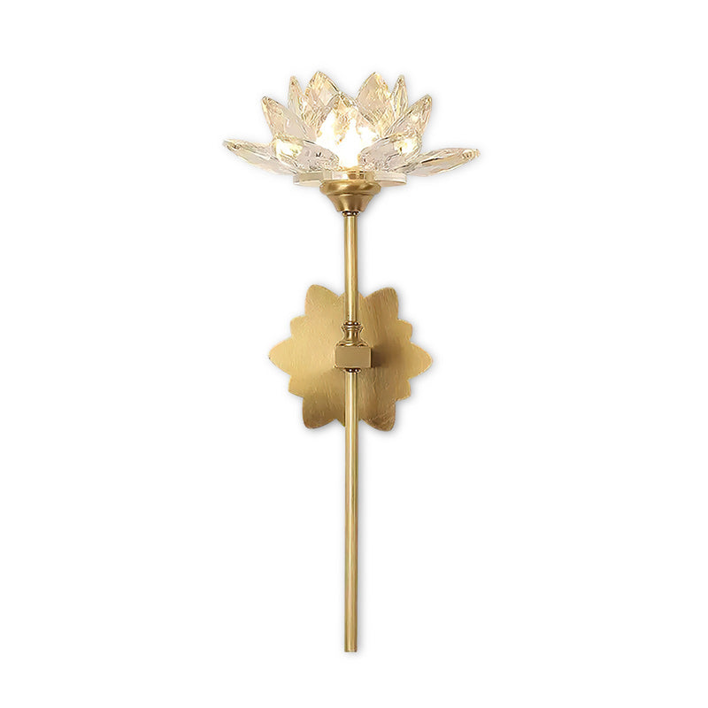 Crystal Lotus Brass Wall Lamp