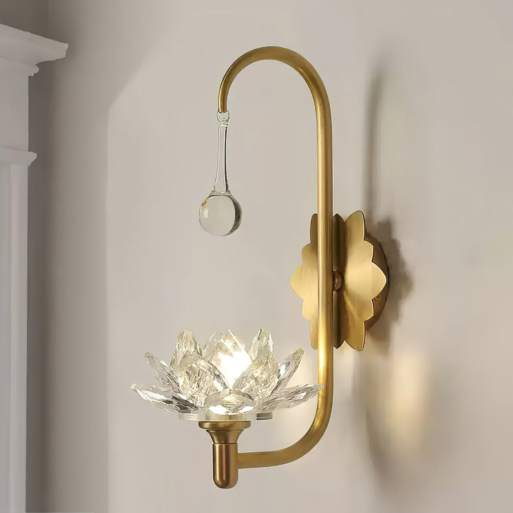 Crystal Lotus Brass Wall Lamp