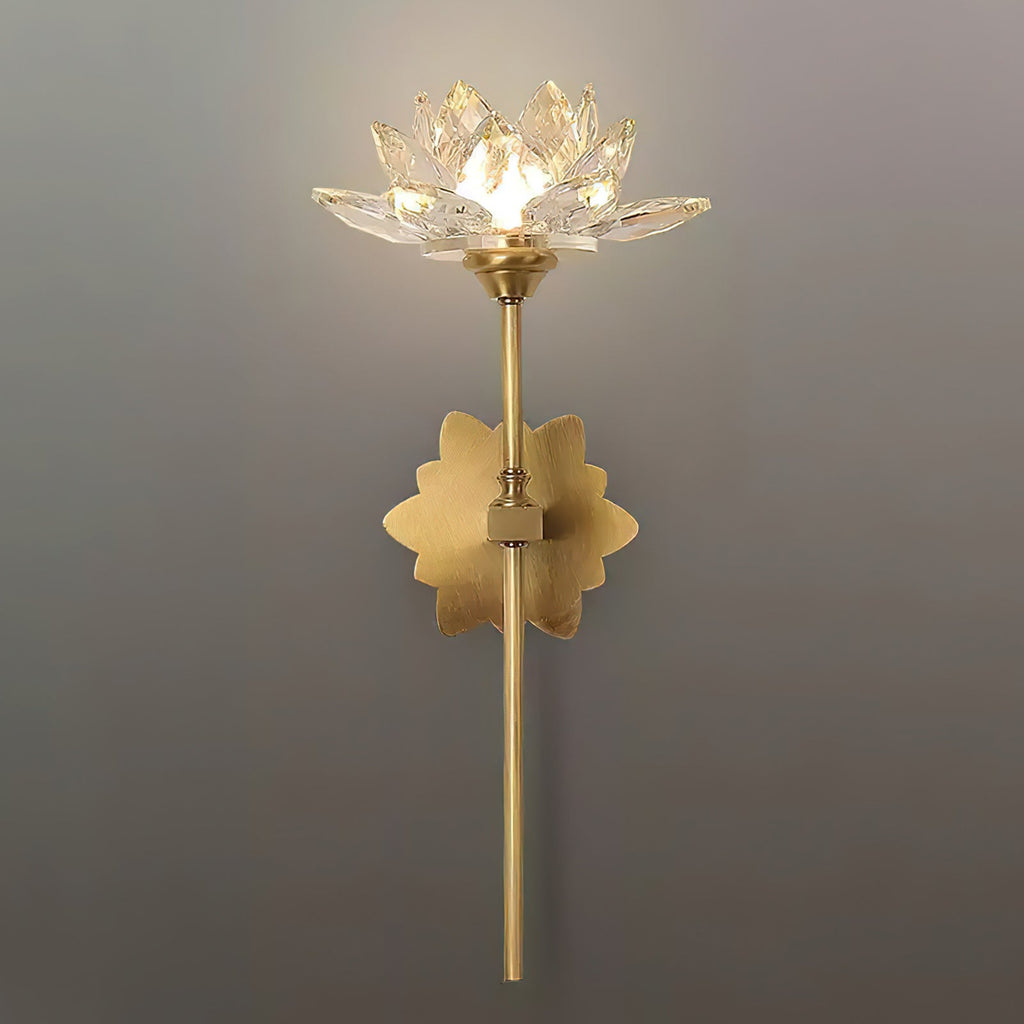 Crystal Lotus Brass Wall Lamp