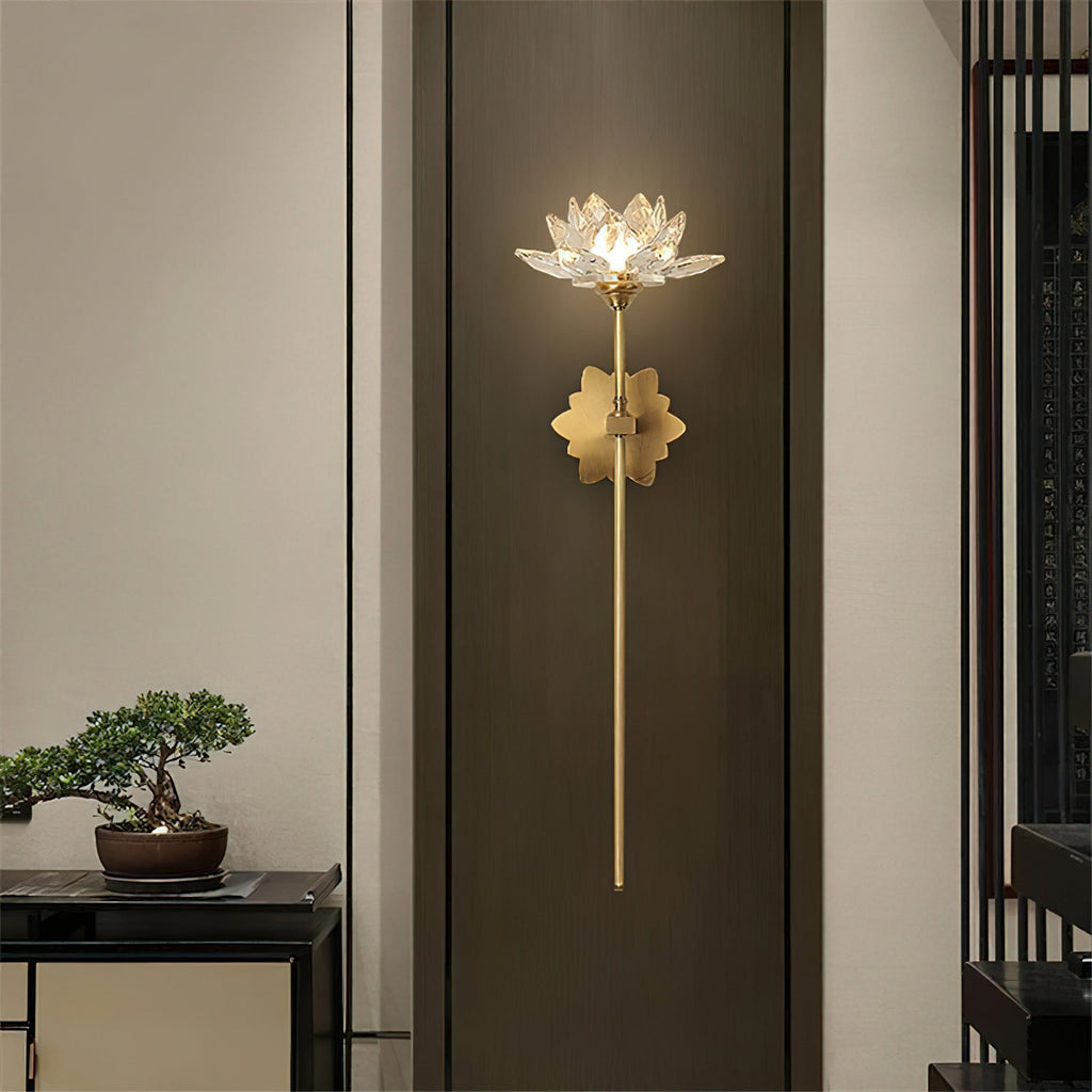 Crystal Lotus Brass Wall Lamp