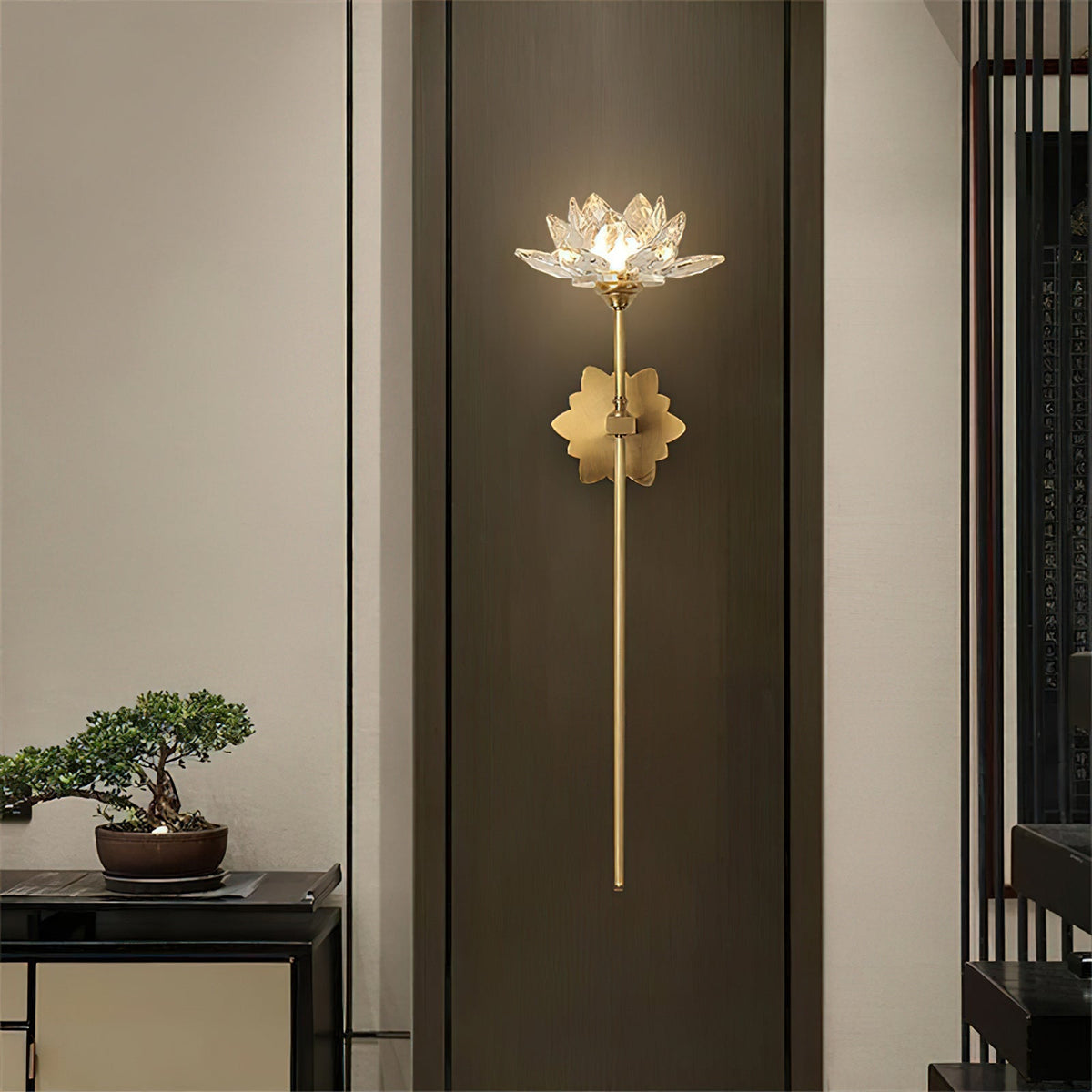Crystal Lotus Brass Wall Lamp