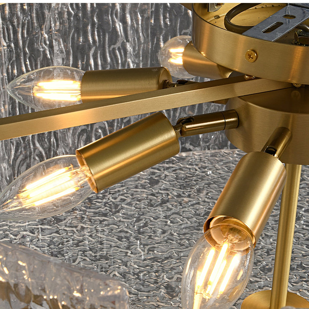 Textured Glass Cylinder Brass Flush Ceiling Light