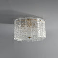Textured Glass Cylinder Brass Flush Ceiling Light