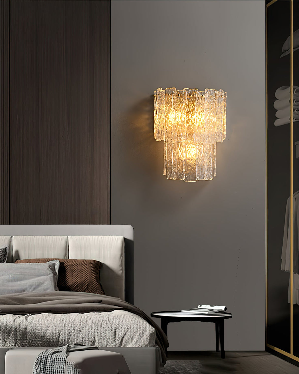 Rippled Glass Brass Wall Light