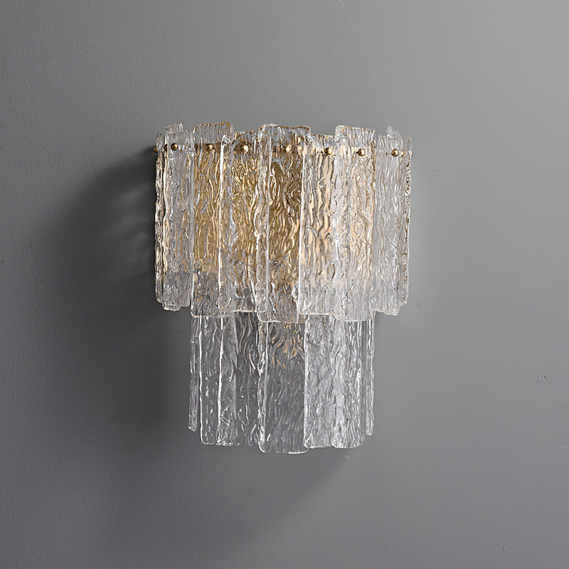 Rippled Glass Brass Wall Light