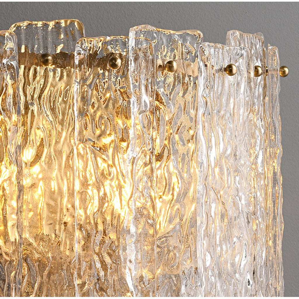 Rippled Glass Brass Wall Light