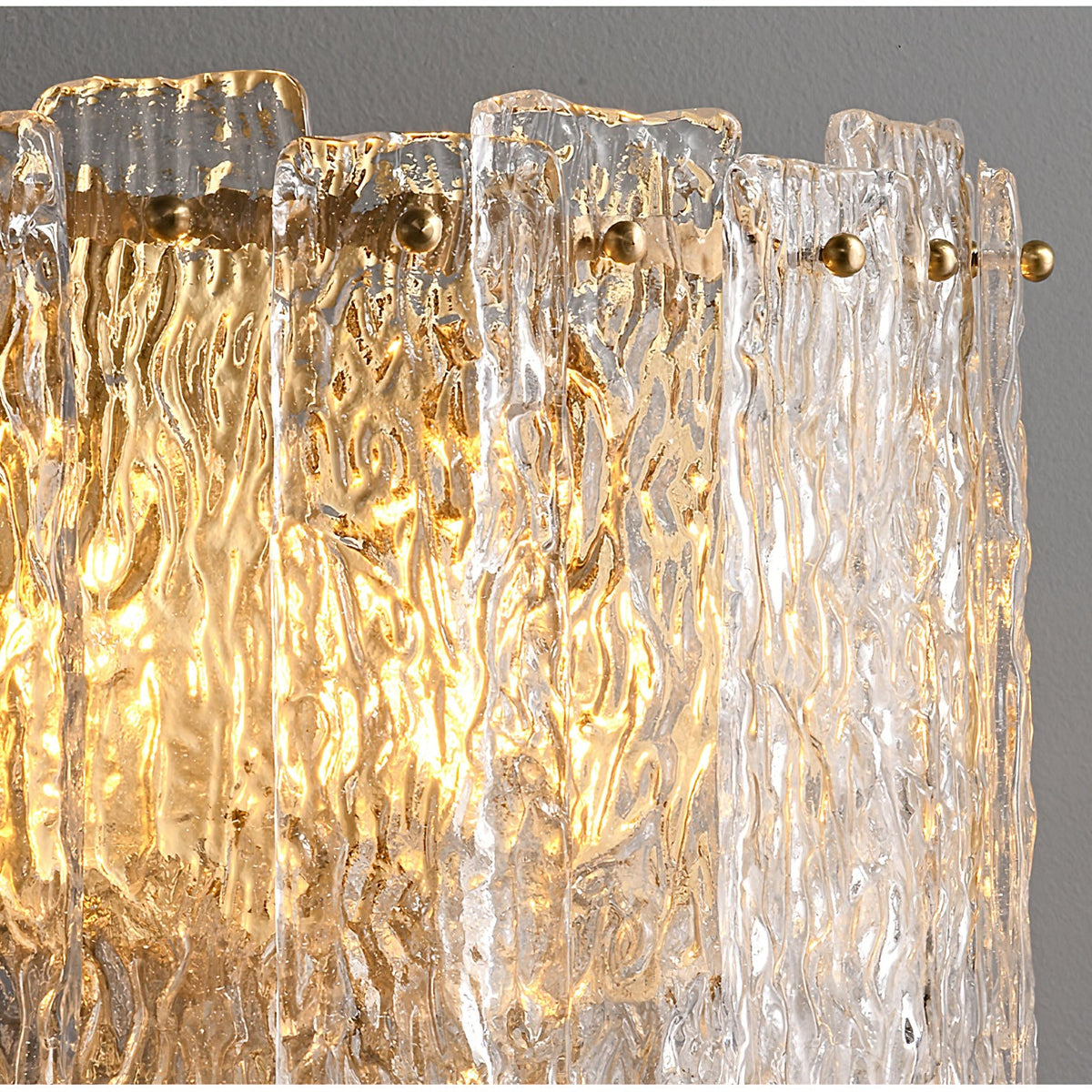 Rippled Glass Brass Wall Light