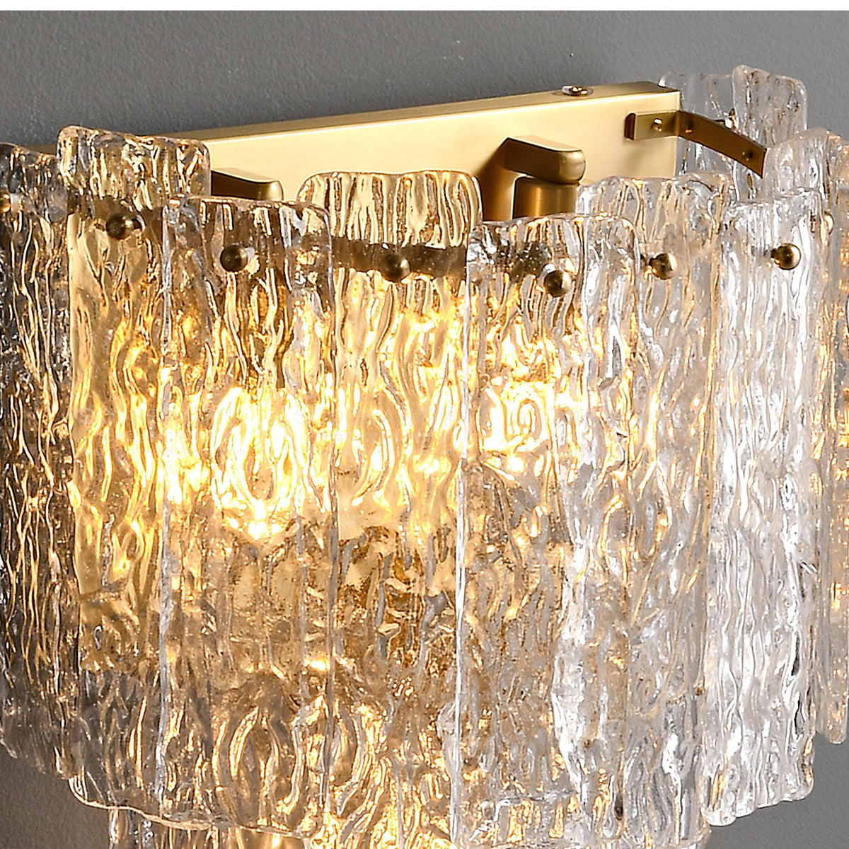 Rippled Glass Brass Wall Light
