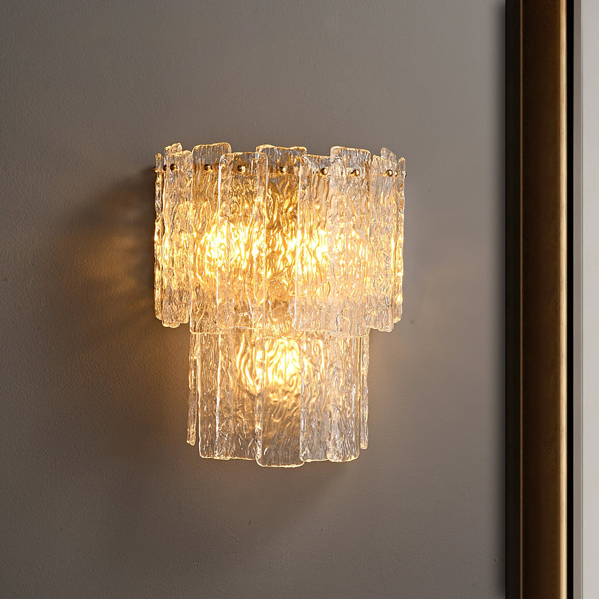 Rippled Glass Brass Wall Light