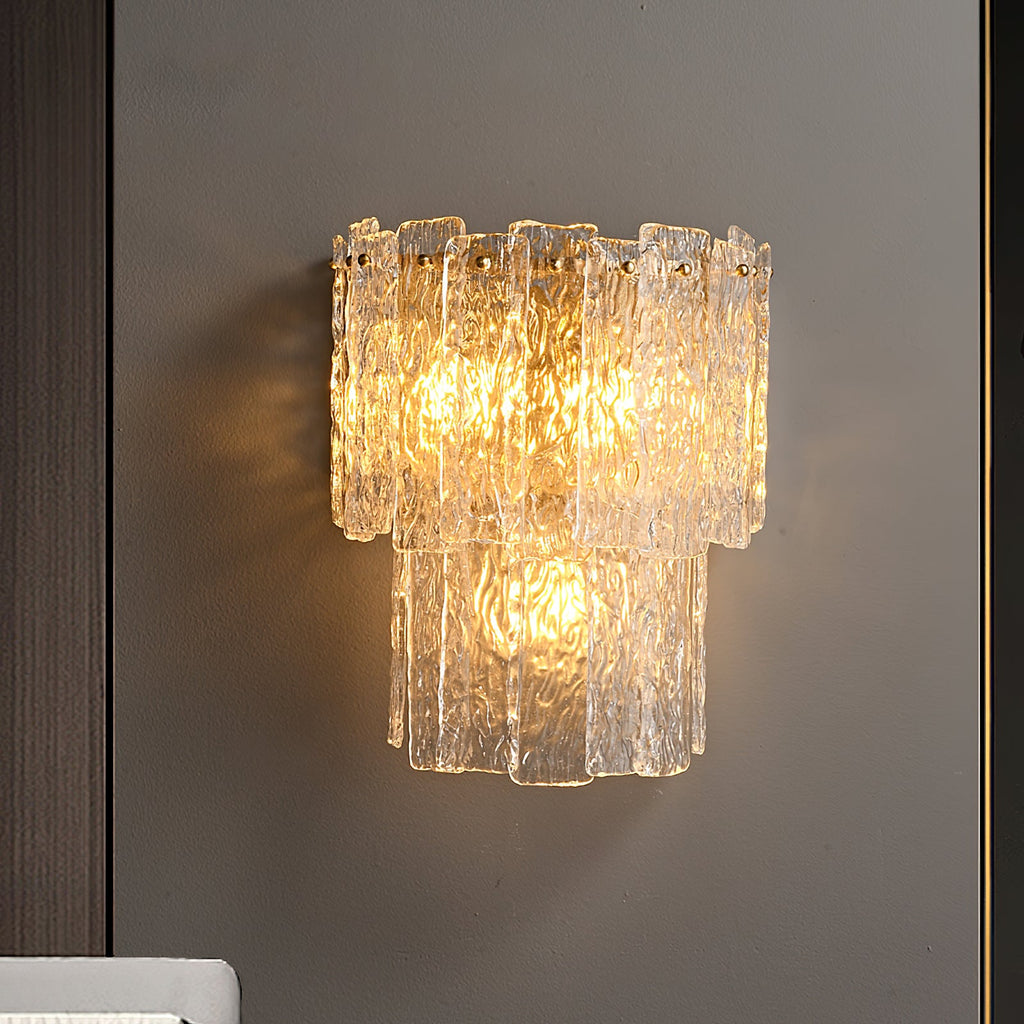 Rippled Glass Brass Wall Light