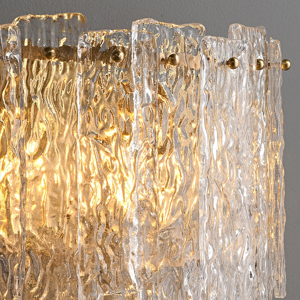 Rippled Glass Brass Wall Light