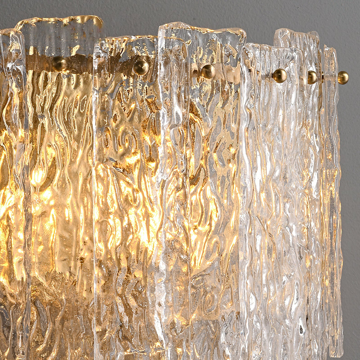 Rippled Glass Brass Wall Light