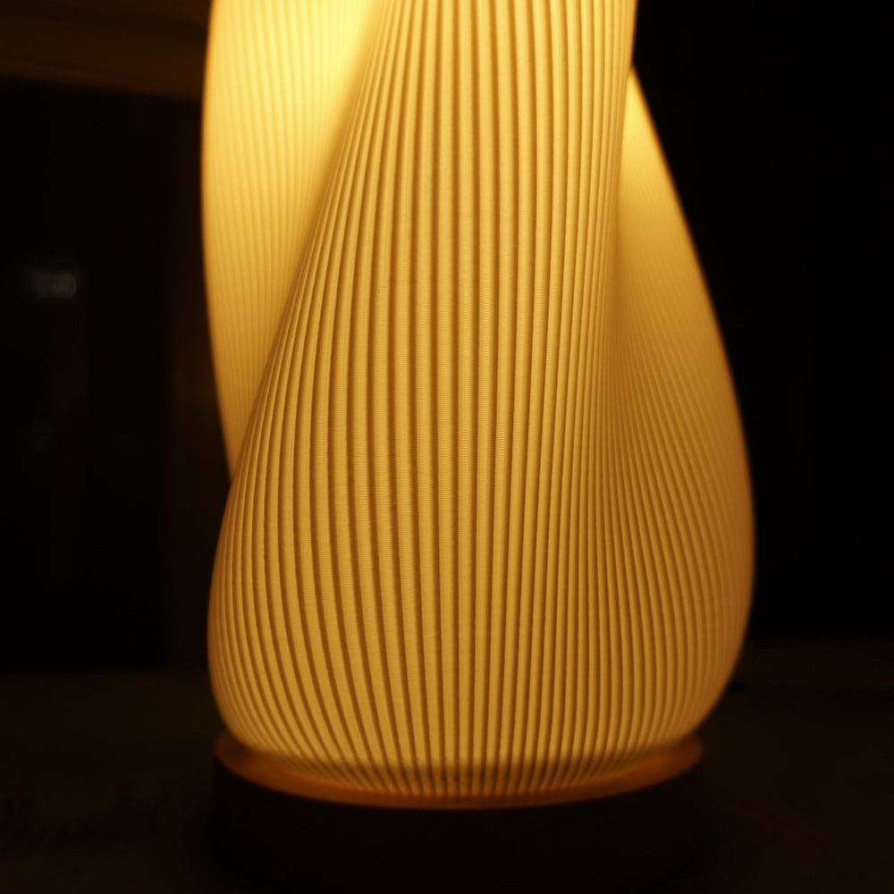 Swirl Pleated Shade Wood Base Table Lamp